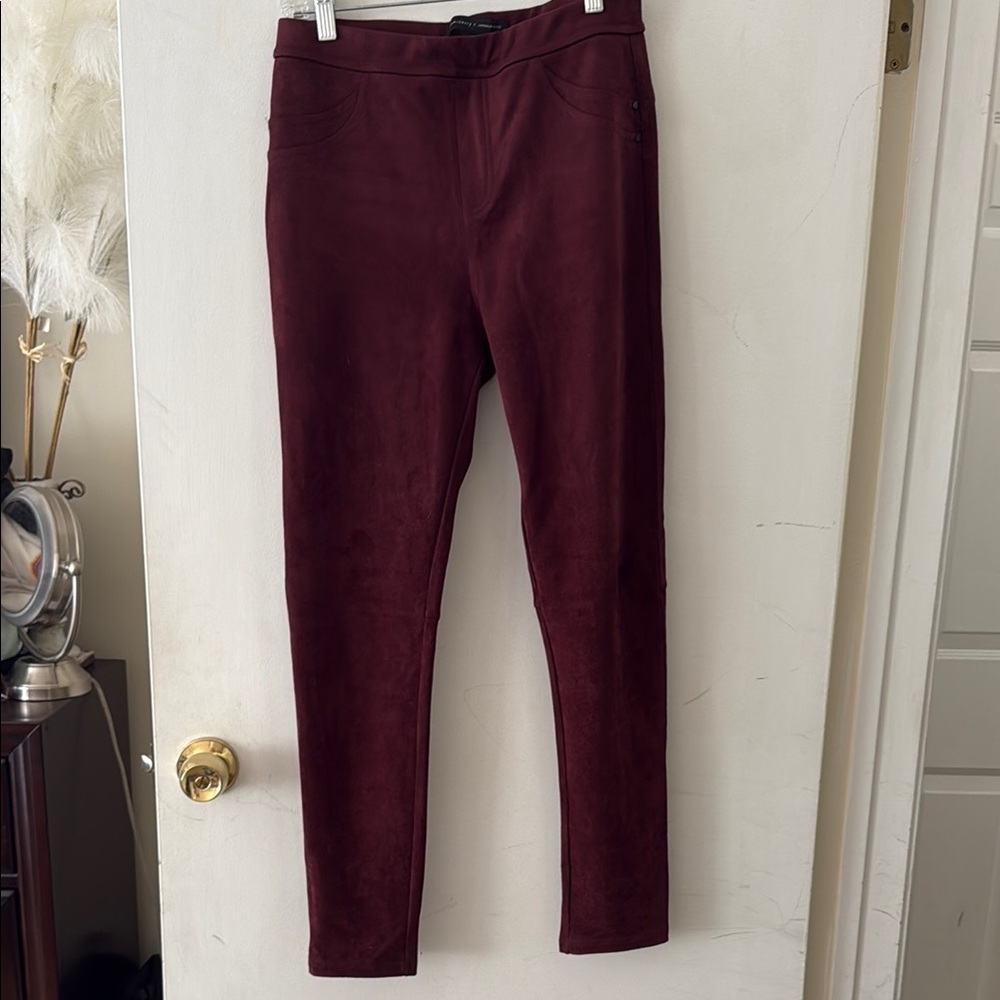 Burgundy Suede-Look Pants